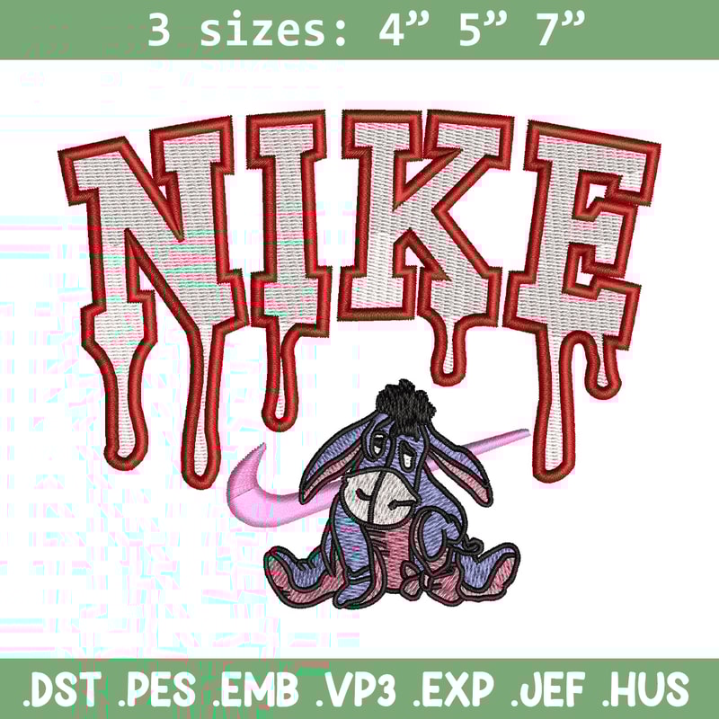 Nike x donkey embroidery design, Eeyore embroidery, Nike design, Embroidery shirt, Embroidery file, Digital download.jpg