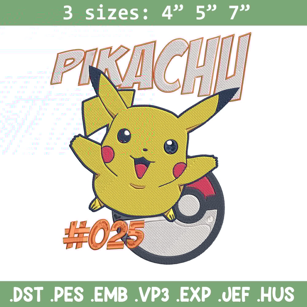 Pikachu cute Embroidery Design, Pokemon Embroidery, Embroidery File, Anime Embroidery, Anime shirt, Digital download (2).jpg
