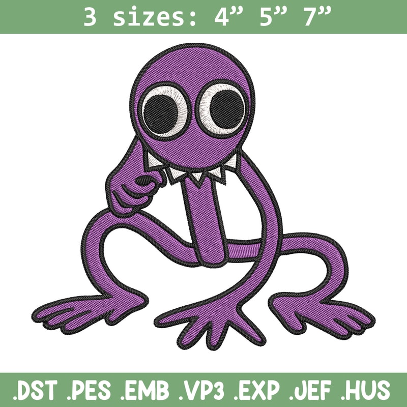 Purple Rainbow Embroidery Design, Rainbow Friends Embroidery, Embroidery File, Anime Embroidery, Digital download.jpg