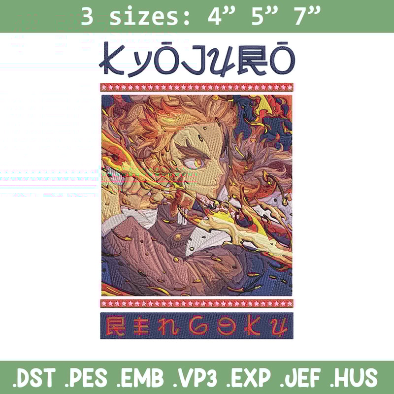 Rengoku Embroidery Design, Demon slayer Embroidery, Embroidery File, Anime Embroidery, Anime shirt, Digital download.jpg