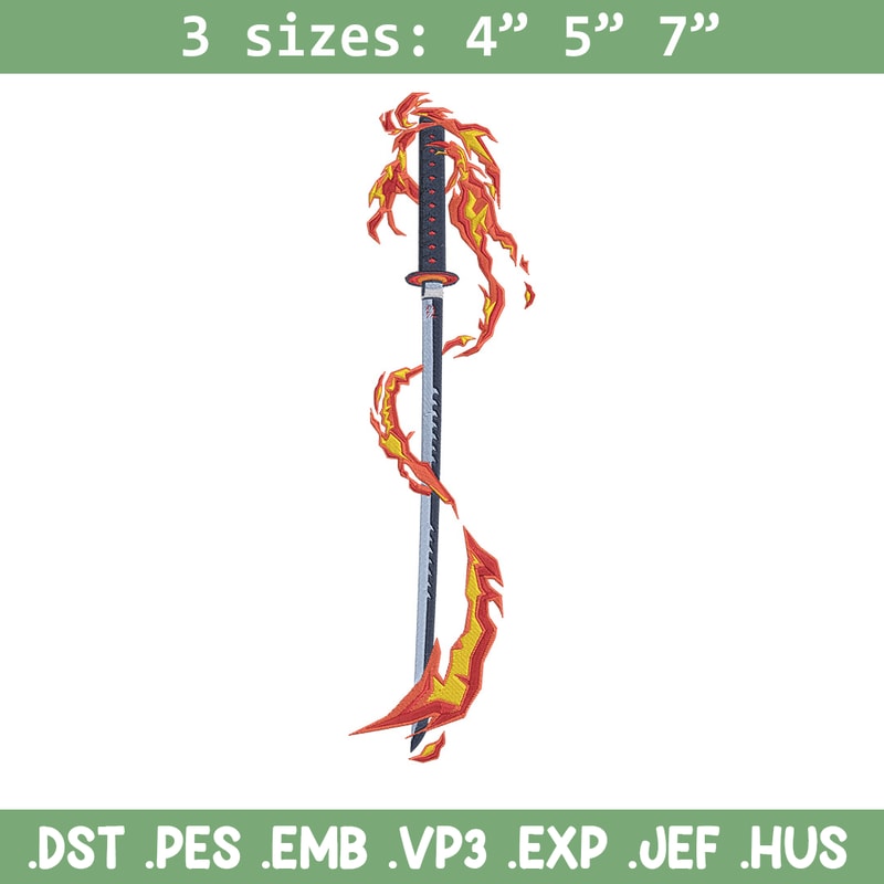 Rengoku sword Embroidery Design, Demon slayer Embroidery, Embroidery File, Anime Embroidery,Anime shirt,Digital download.jpg
