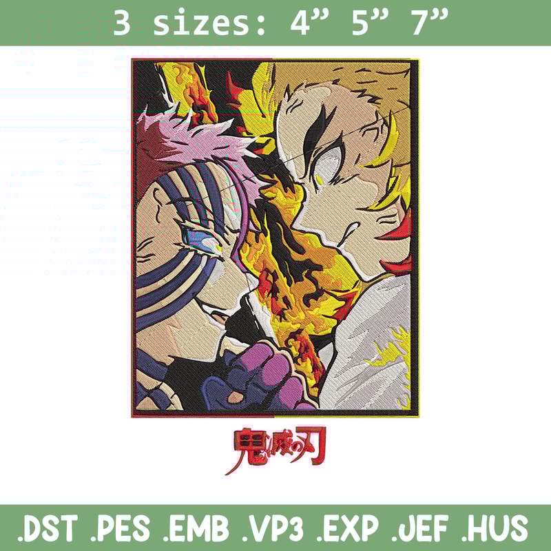 Rengoku x Akaza Embroidery Design, Demon slayer Embroidery, Embroidery File, Anime Embroidery, Digital download.jpg