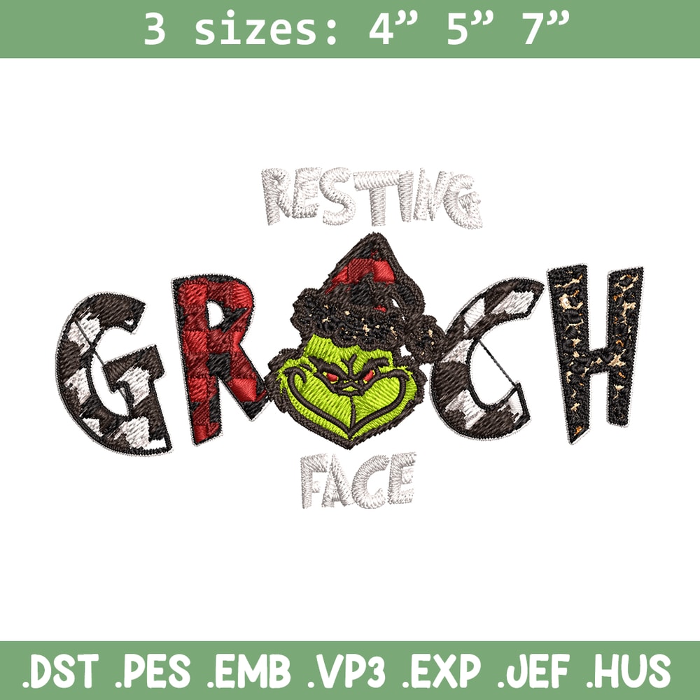 Resting Grinch Face Embroidery design, Grinch christmas Embroidery, Grinch design, Embroidery File, Instant download..jpg