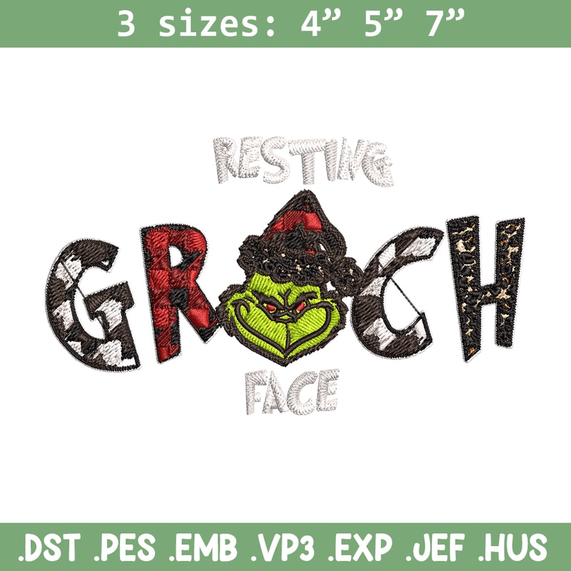 Resting Grinch Face Embroidery design, Grinch christmas Embroidery, Grinch design, Embroidery File, Instant download..jpg
