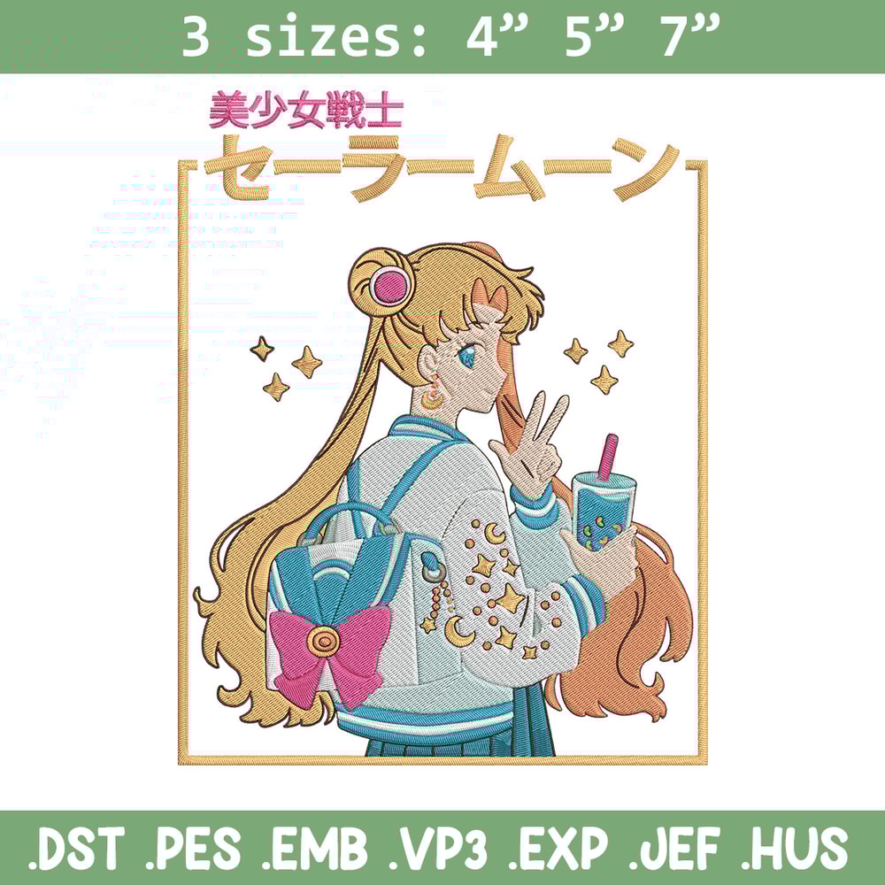 Sailor moon Embroidery Design,Sailor moon Embroidery, Embroidery File, Anime Embroidery, Anime shirt, Digital download.jpg