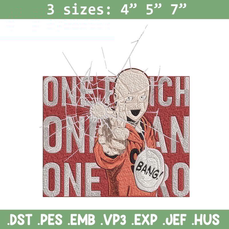 Saitama design Embroidery Design, One punch man Embroidery, Embroidery File, Anime Embroidery, Anime shirt.jpg