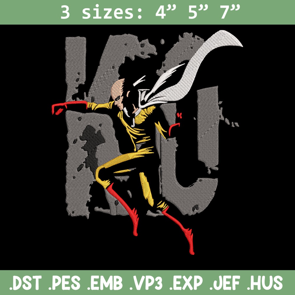 Saitama KO Embroidery Design, One punch man Embroidery,Embroidery File, Anime Embroidery, Anime shirt, Digital download.jpg