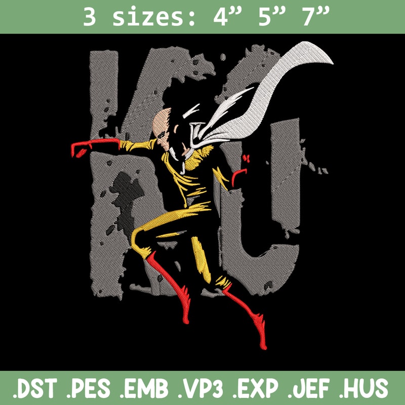 Saitama KO Embroidery Design, One punch man Embroidery,Embroidery File, Anime Embroidery, Anime shirt, Digital download.jpg