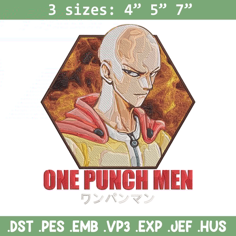 Saitama poster Embroidery Design, One punch man Embroidery, Embroidery File, Anime Embroidery, Anime shirt.jpg