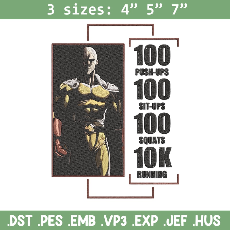 Saitama poster Embroidery Design, One punch man Embroidery,Embroidery File,Anime Embroidery,Anime shirt,Digital download.jpg