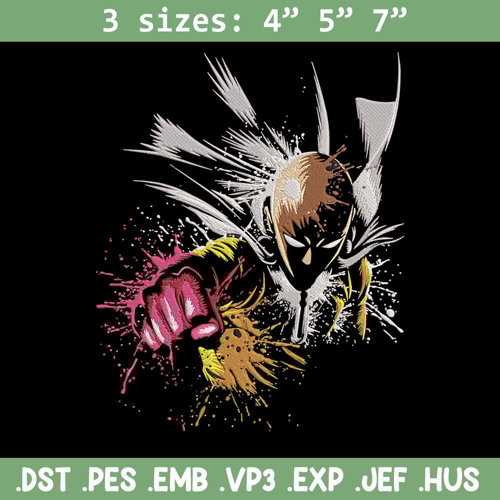Saitama punch Embroidery Design, One punch man Embroidery,Embroidery File, Anime Embroidery,Anime shirt,Digital download.jpg