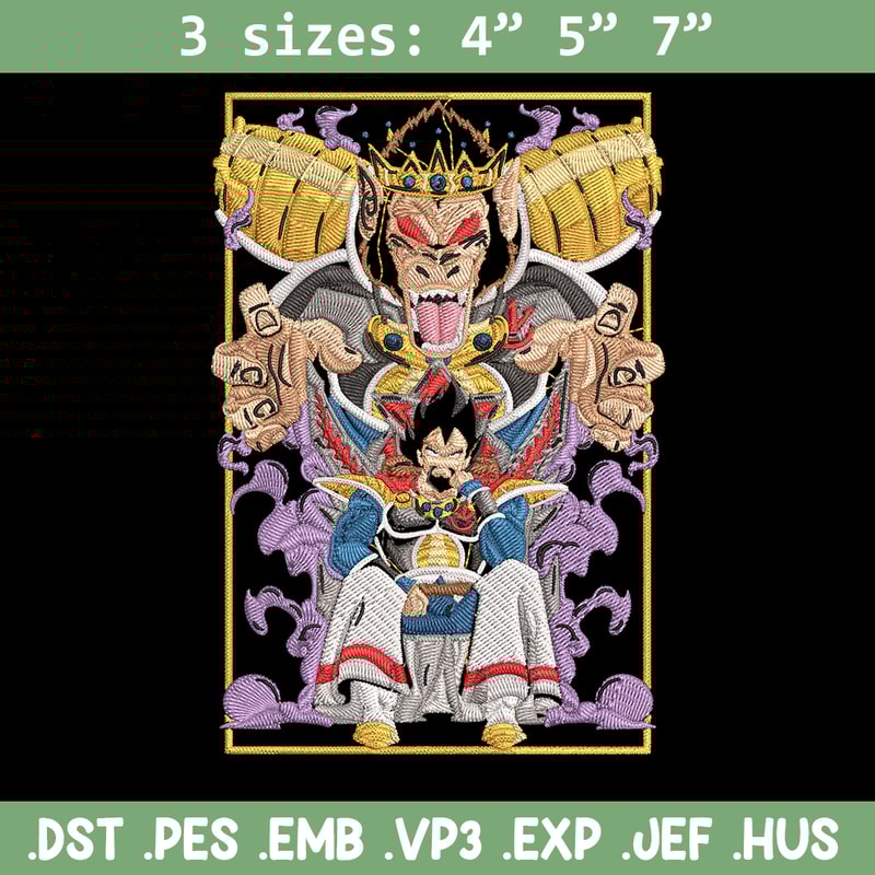 Saiyan king Embroidery Design, Dragonball Embroidery, Embroidery File, Anime Embroidery, Anime shirt, Digital download.jpg