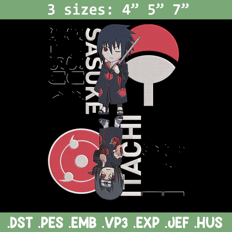 Sasuke x Itachi Embroidery Design, Naruto Embroidery, Embroidery File, Anime Embroidery, Anime shirt, Digital download.jpg