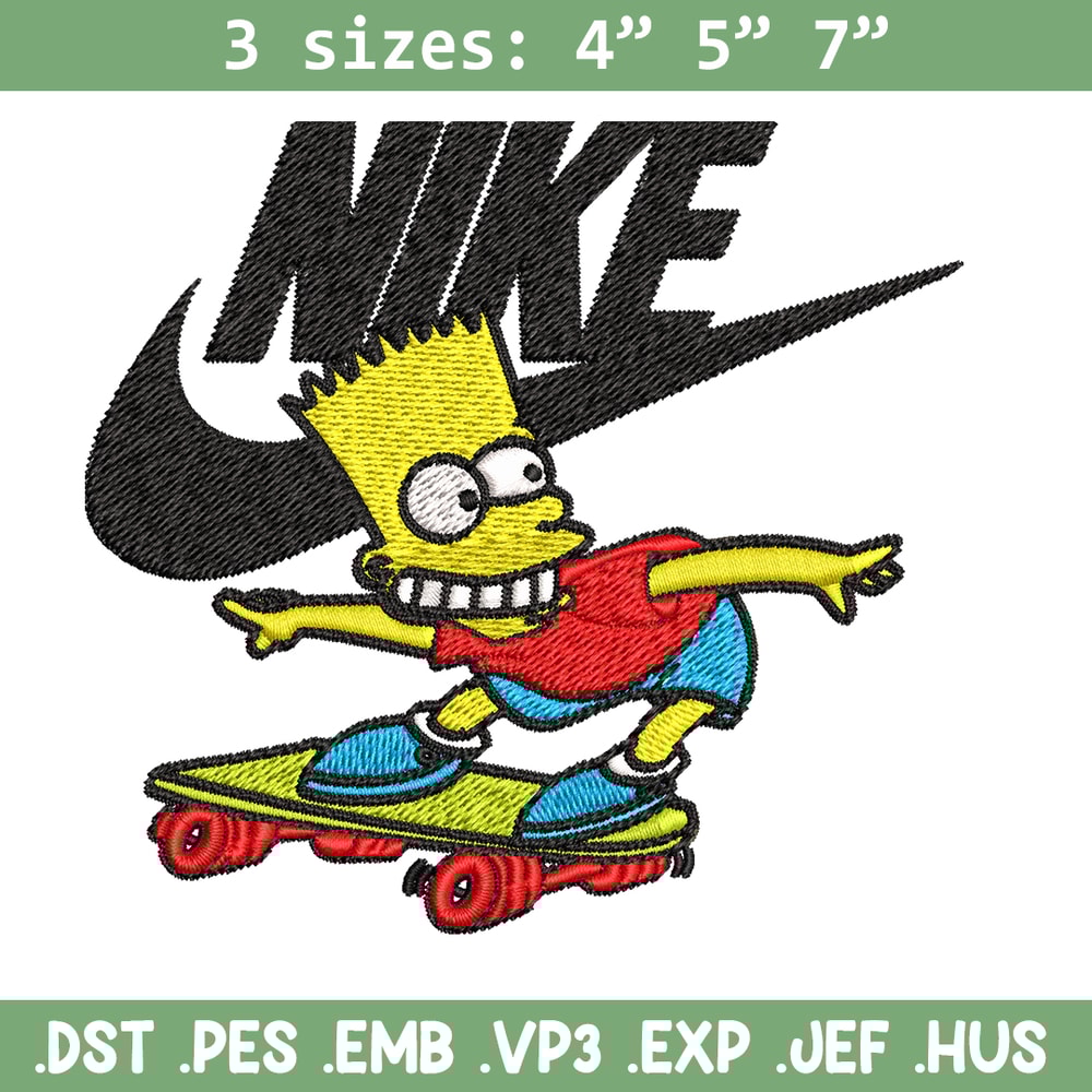 Simpson funny Nike Embroidery design, Simpson cartoon Embroidery, Nike design, Embroidery file, Instant download..jpg