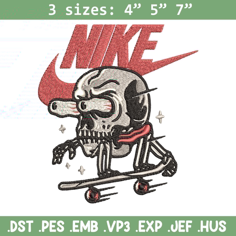 Skull funny Nike Embroidery design, Skull funny Embroidery, Nike design, Embroidery file, logo shirt, Instant download..jpg