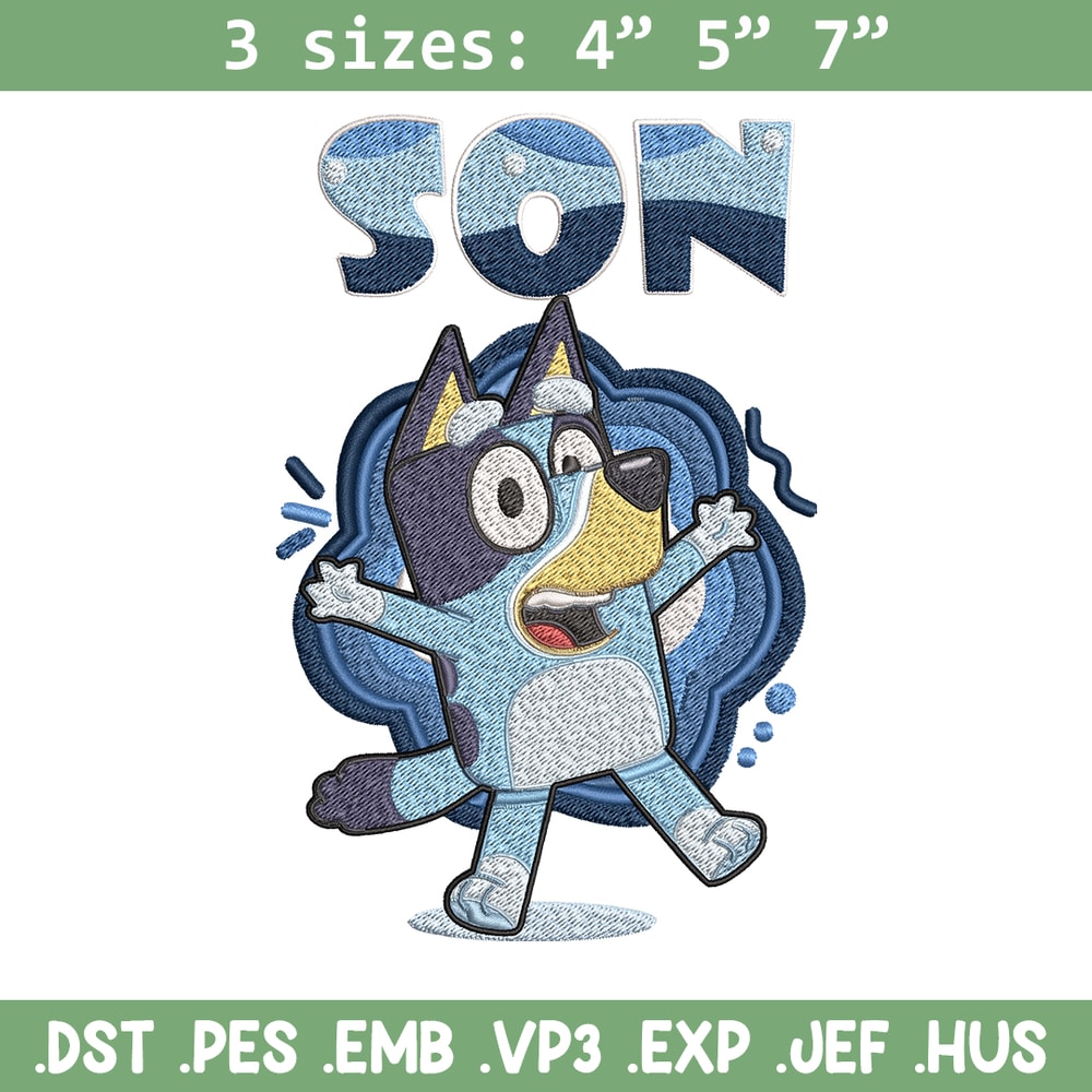 Son Bluey Embroidery, Bluey Cartoon Embroidery, cartoon Embroidery, cartoon shirt, Embroidery File, Instant download..jpg