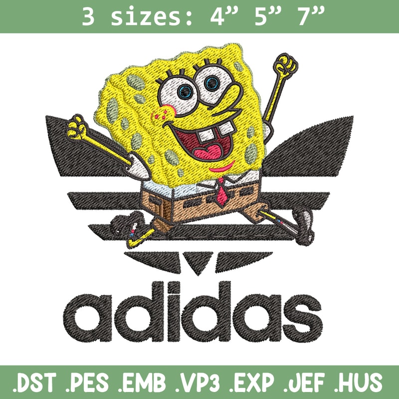 Spongebob adidas Embroidery Design, Adidas Embroidery, Embroidery File, Brand Embroidery, Logo shirt, Digital download.jpg