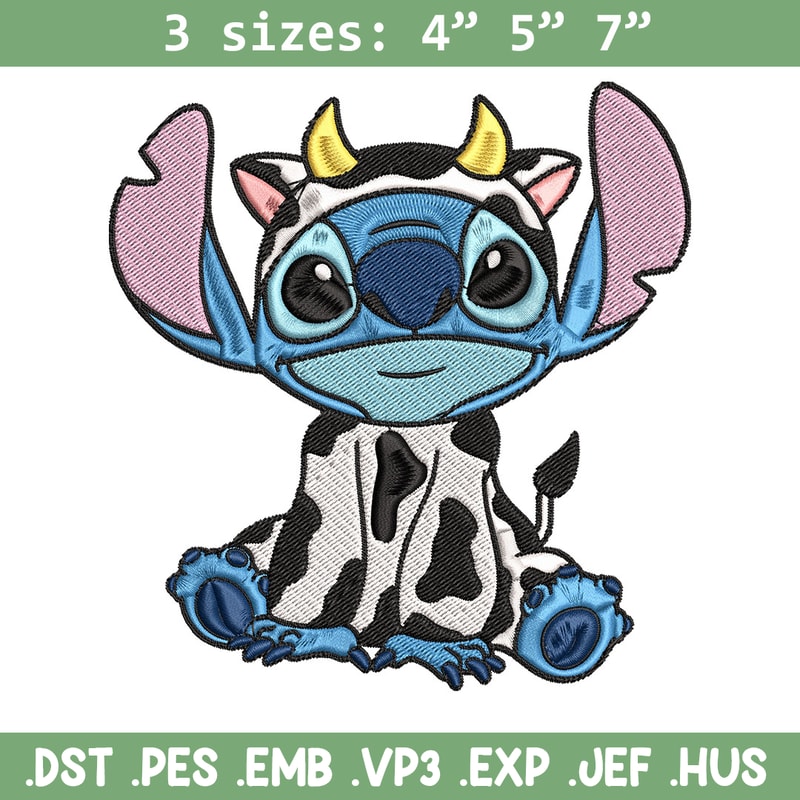 Stitch Cow Embroidery Design, Stitch Embroidery, Embroidery File, Cartoon shirt, Embroidery design, Digital download..jpg