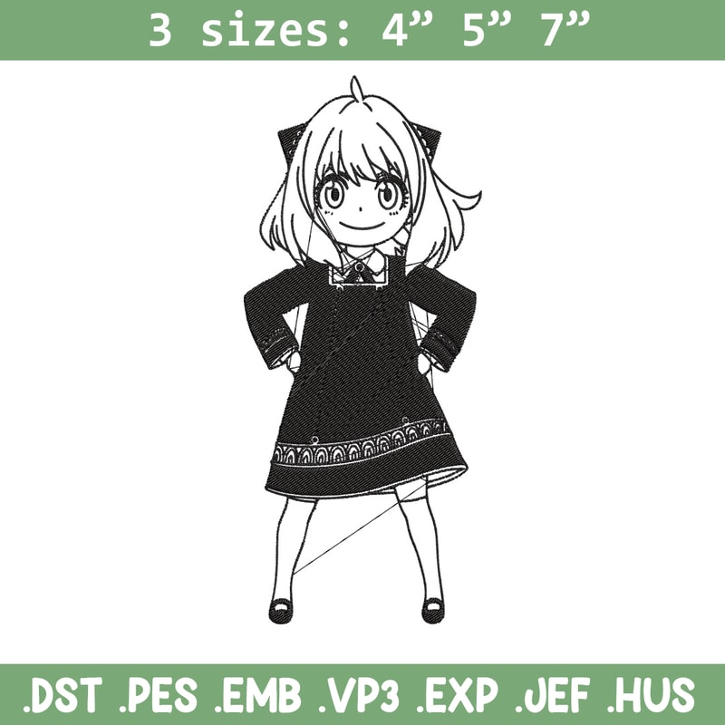 Anya Forger Embroidery Design, Spy x family Embroidery, Embroidery File, Anime Embroidery, Anime shirt, Digital download.jpg