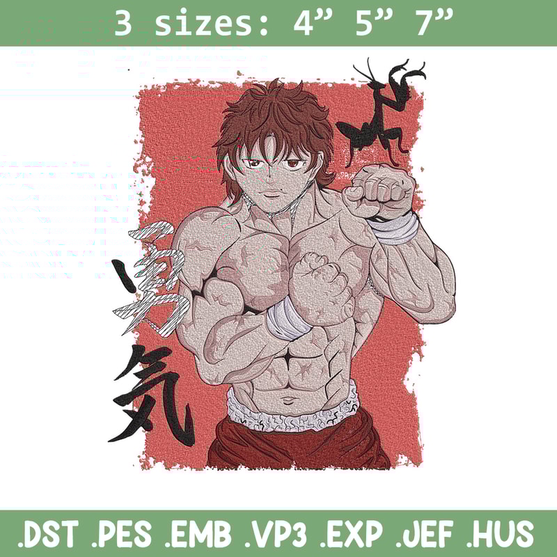 Baki poster Embroidery Design, Baki Embroidery, Embroidery File, Anime Embroidery, Anime shirt, Digital download.jpg