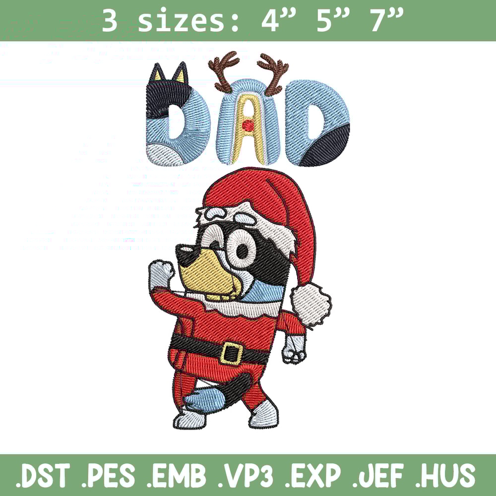 Bandit dad Embroidery Design, Bluey Embroidery, Embroidery File, Chrismas Embroidery, Anime shirt, Digital download.jpg