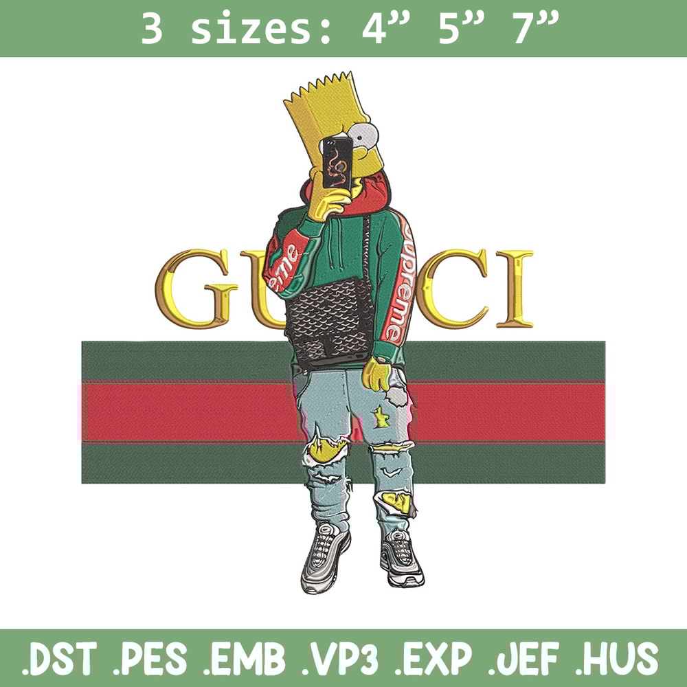 Bart Simpson Embroidery Design, Simpson Embroidery, Embroidery File, Anime Embroidery, Gucci shirt, Digital download.jpg