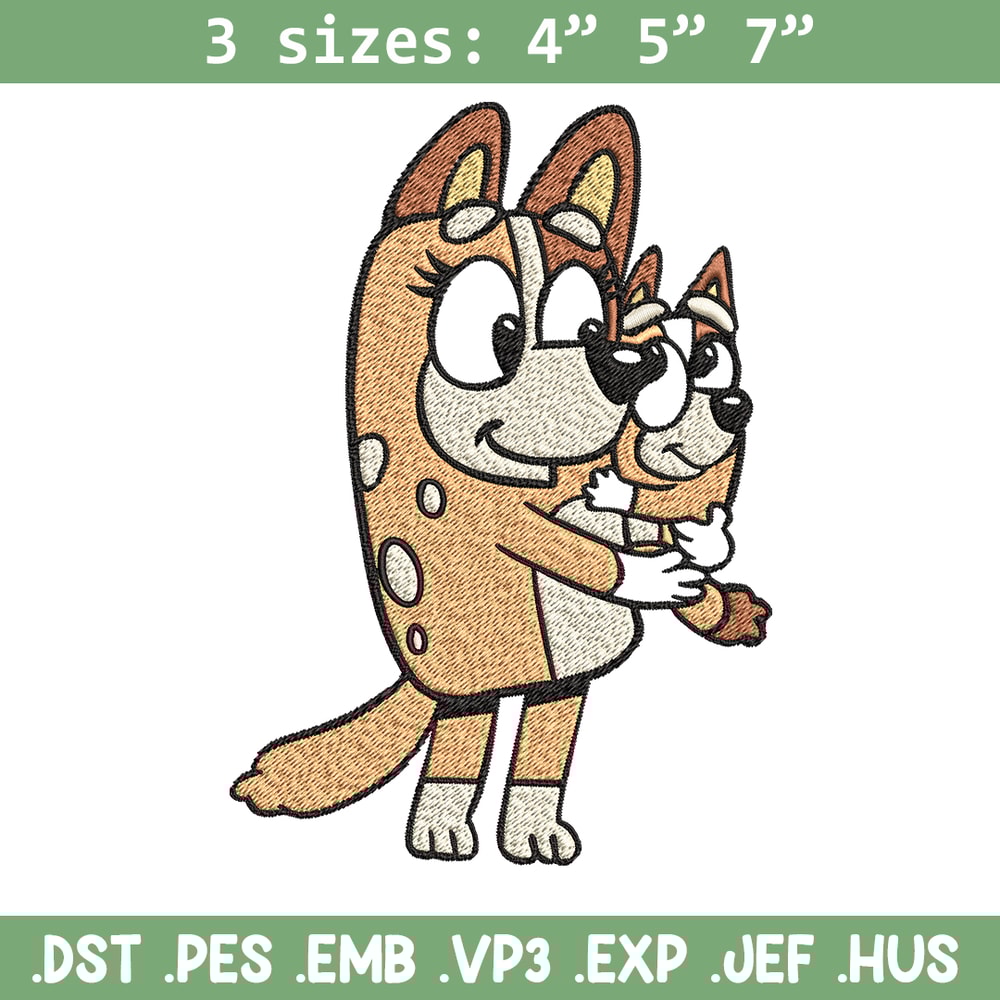 Bingo and her Mum Embroidery, Bluey Embroidery, Embroidery File, cartoon shirt, cartoon design, Digital download..jpg