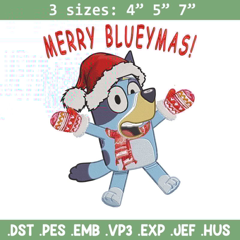 Bluey chrismas Embroidery Design, Bluey Embroidery, Embroidery File,Chrismas Embroidery, Anime shirt, Digital download.jpg