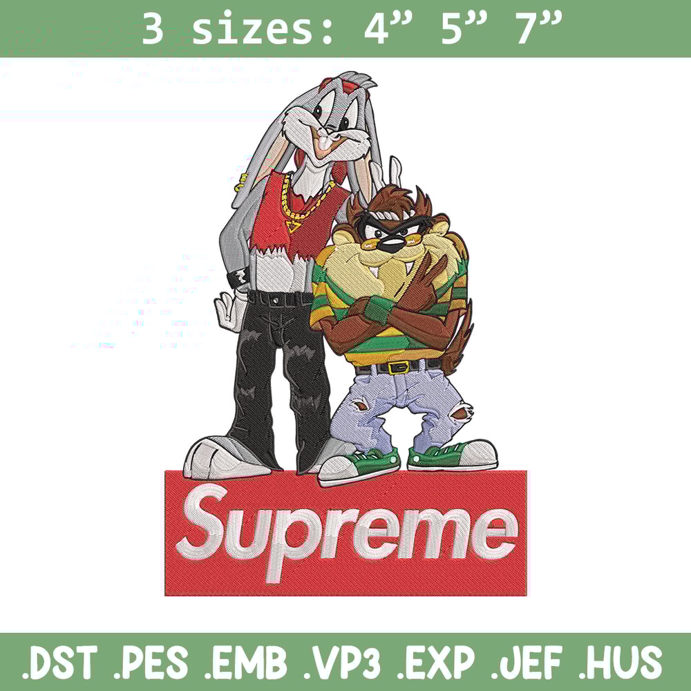 Bunny Taz Embroidery Design, Bunny Taz Embroidery, Embroidery File, Anime Embroidery, Supreme shirt, Digital download.jpg