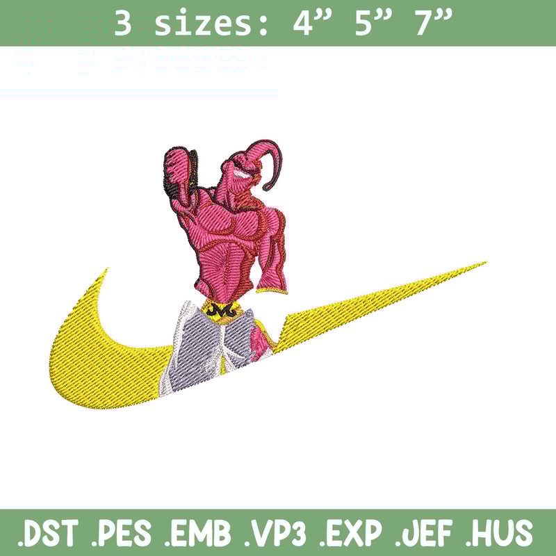 Buu x nike Embroidery Design, Dragonball Embroidery, Embroidery File, Nike Embroidery, Anime shirt, Digital download.jpg