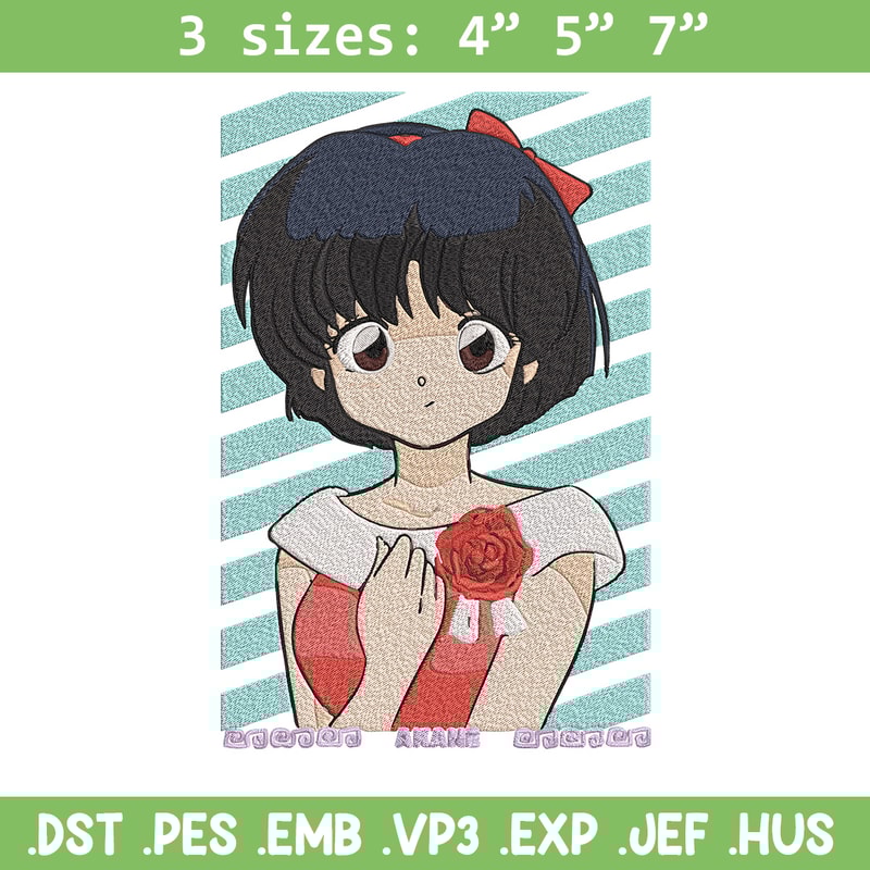 Akane Tendo Embroidery Design, Ranma Embroidery, Embroidery File, Anime Embroidery, Anime shirt, Digital download.jpg