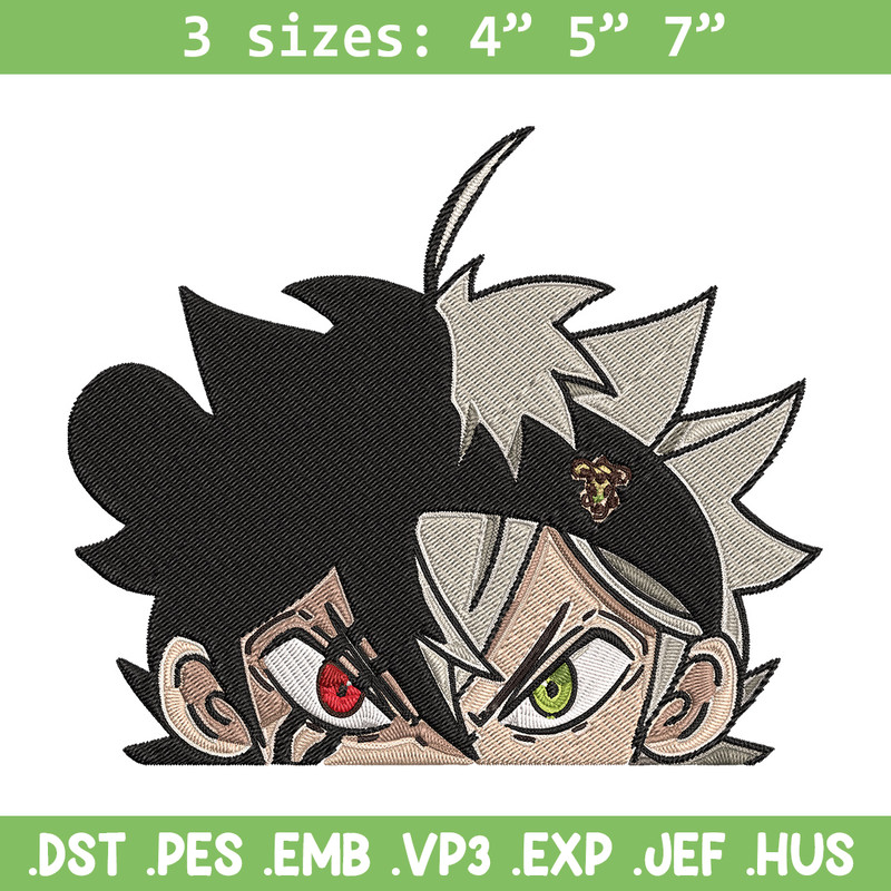Asta Peeker Embroidery Design, Black clover Embroidery, Embroidery File, Anime Embroidery, Anime shirt,Digital download.jpg