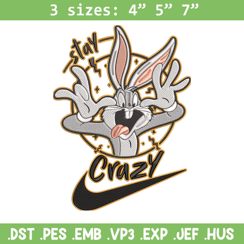 Bugs Bunny Embroidery Design, Looney Tunes Embroidery, Embroidery File, Nike Embroidery, Anime shirt, Digital download.jpg