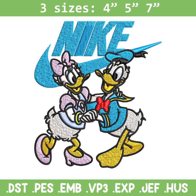 Daisy and Donald duck Nike Embroidery design, Cartoon Embroidery, Nike design, Embroidery file, Instant download.jpg