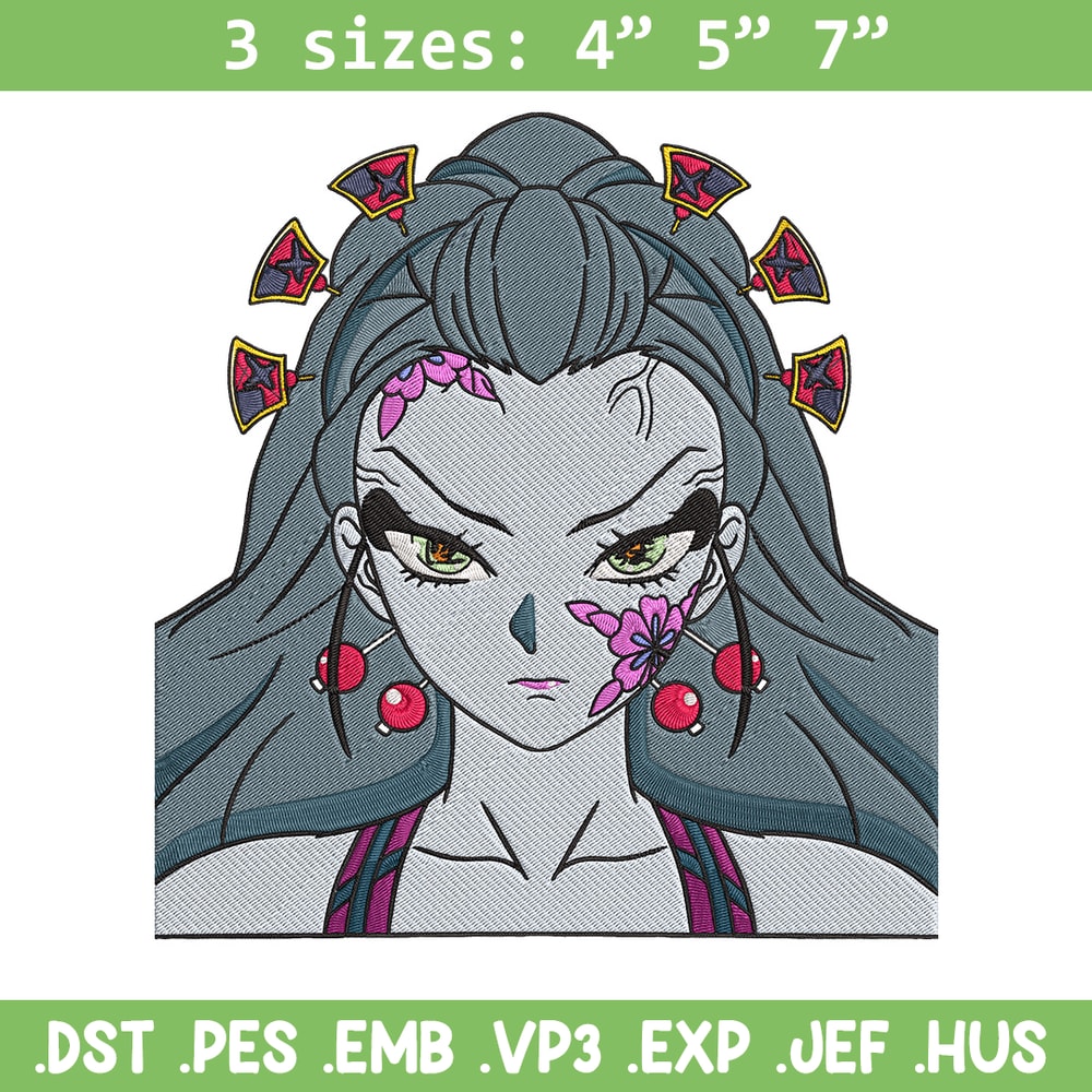 Daki face Embroidery Design, Demon slayer Embroidery, Embroidery File, Anime Embroidery, Anime shirt, Digital download.jpg
