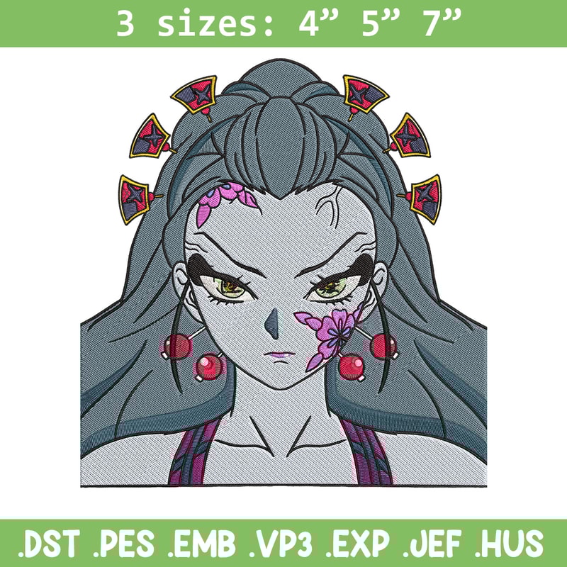 Daki face Embroidery Design, Demon slayer Embroidery, Embroidery File, Anime Embroidery, Anime shirt, Digital download.jpg