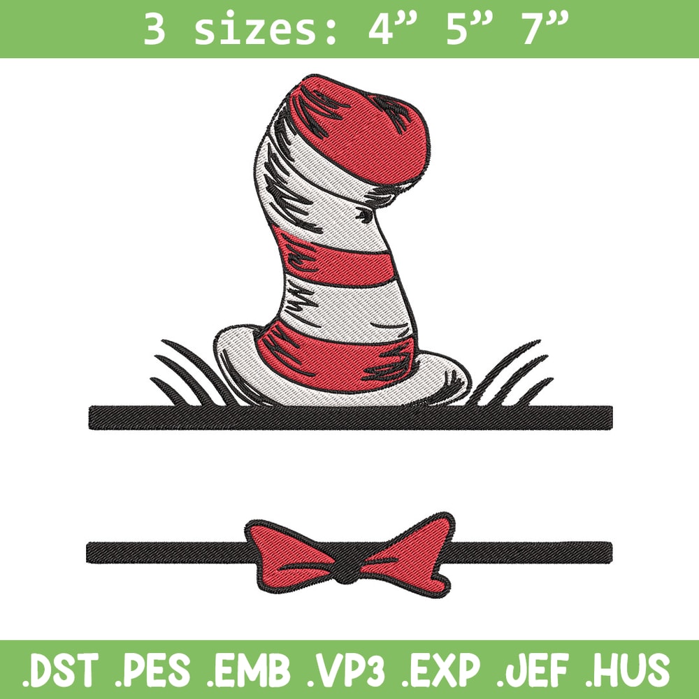 Dr seuss hat Embroidery Design, Cat In The Hat Embroidery, Embroidery File, logo shirt, Digital download..jpg