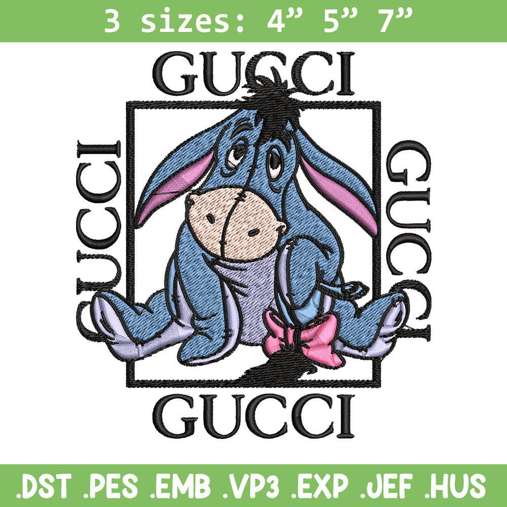 Eeyore Gucci Embroidery design, winnie the pooh Embroidery, cartoon design, Embroidery File, Instant download..jpg