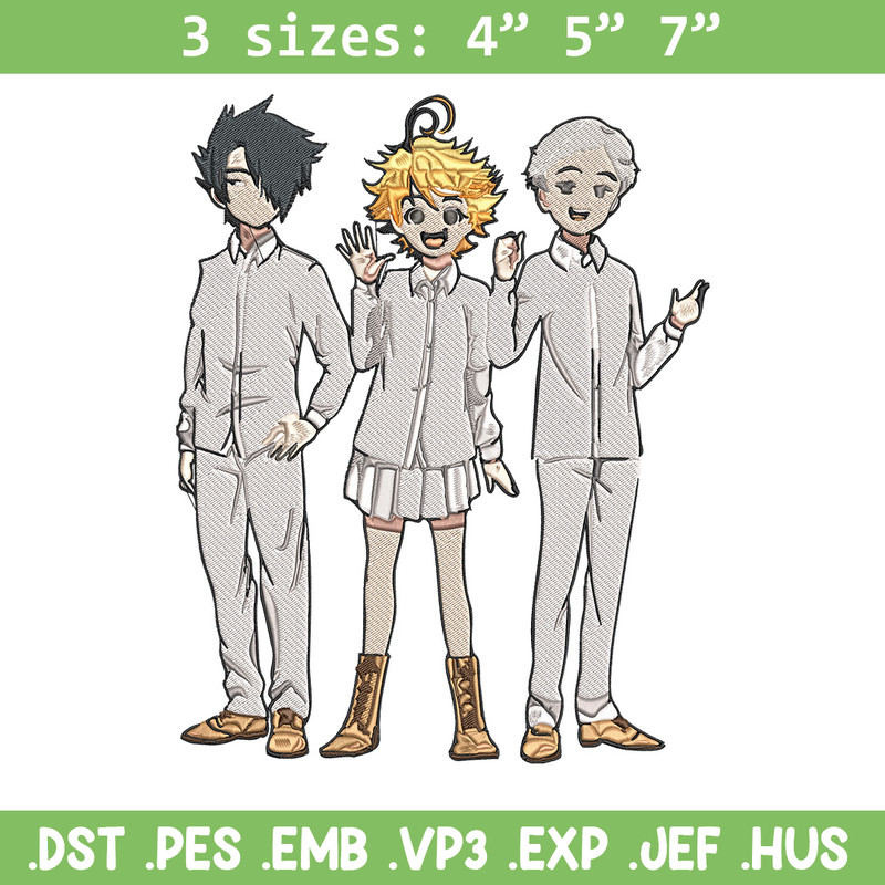 Emma friends Embroidery Design, Promised Neverland Embroidery, Embroidery File, Anime Embroidery, Digital download.jpg