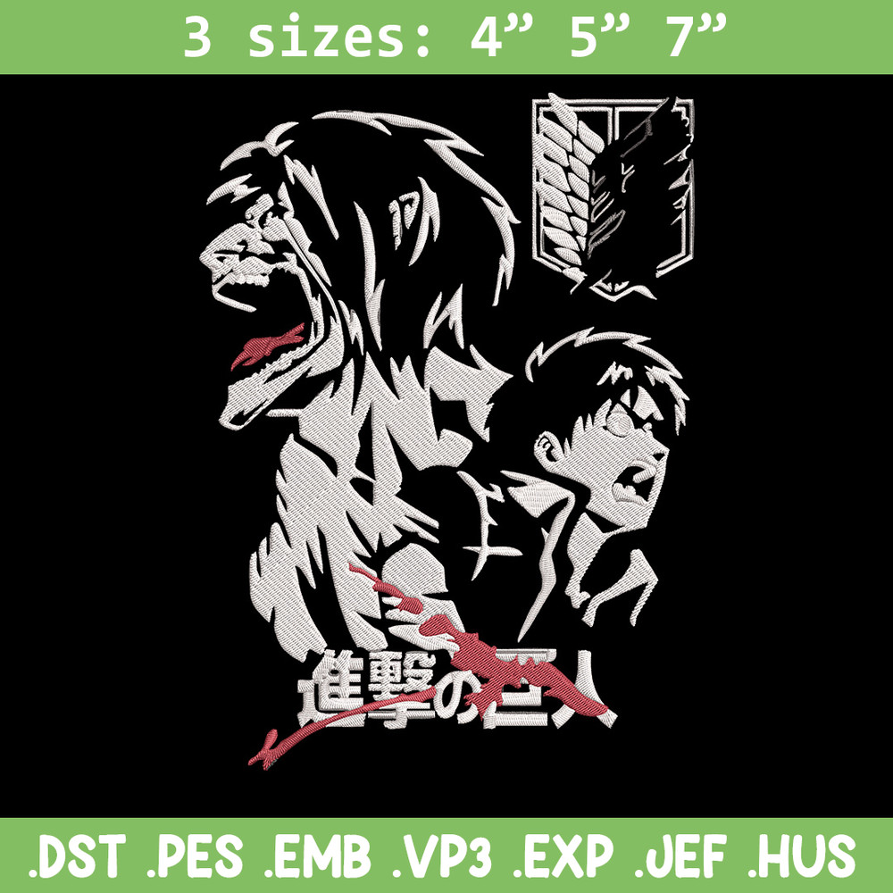 Eren poster Embroidery Design, Aot Embroidery, Embroidery File, Anime Embroidery, Anime shirt,Digital download..jpg