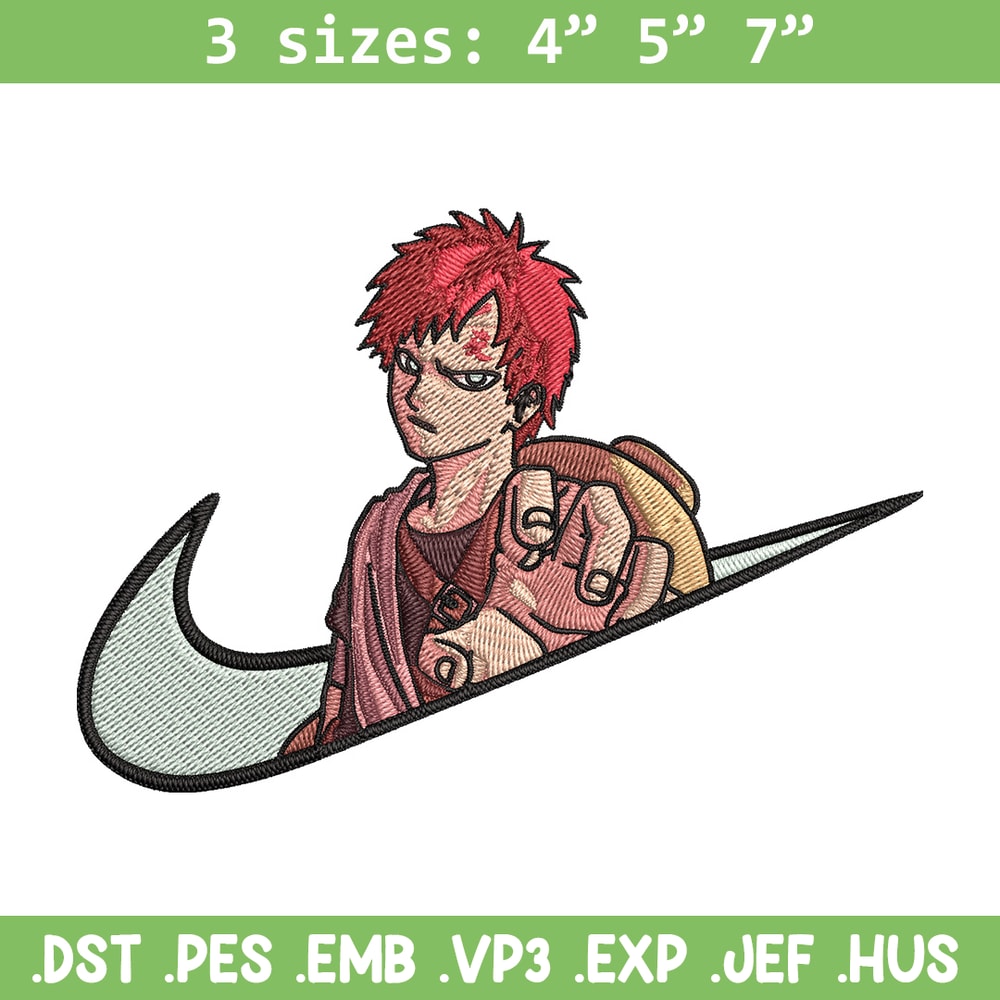 Gaara x nike Embroidery Design, Naruto Embroidery, Embroidery File, Nike Embroidery, Anime shirt, Digital download.jpg