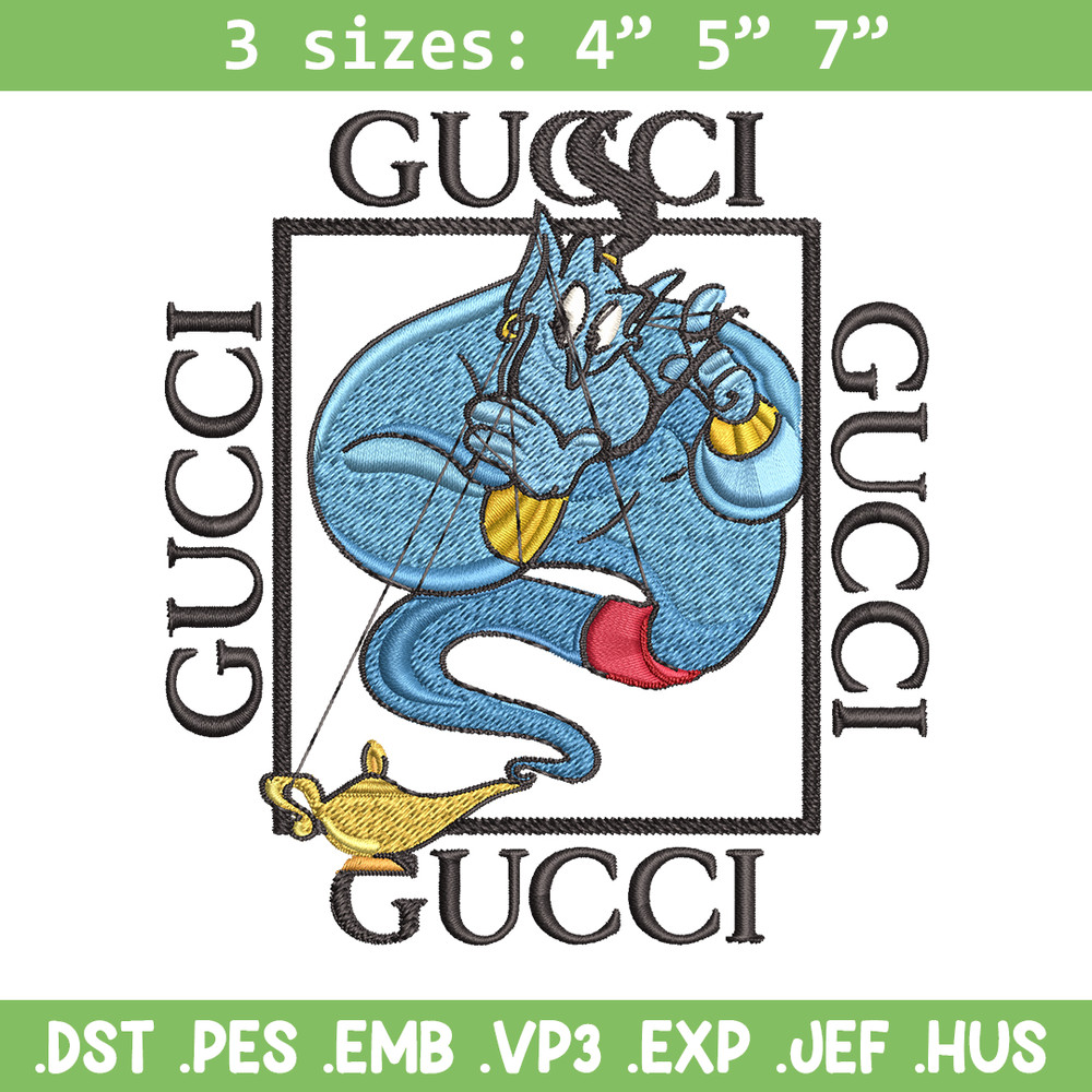 Genie gucci Embroidery design, Genie gucci Embroidery, cartoon design, Embroidery File, gucci logo, Instant download..jpg