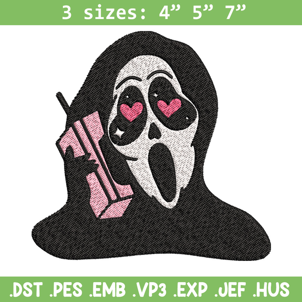 Ghost Face Call Me Embroidery design, Ghost Face Embroidery, Embroidery File, Horror design, Digital download..jpg