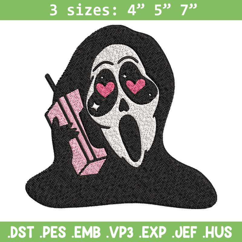 Ghost Face Call Me Embroidery design, Ghost Face Embroidery, Embroidery File, Horror design, Digital download..jpg
