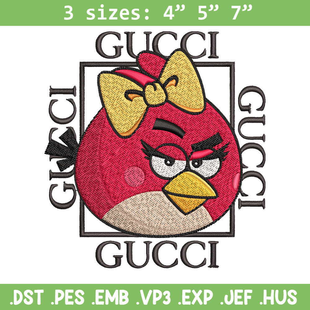 Girl Bird gucci Embroidery design, Angry Birds Embroidery, cartoon design, Embroidery File, logo shirt, Digital download.jpg