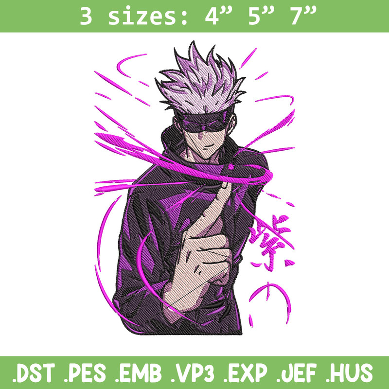 Gojo poster Embroidery Design, Jujutsu Embroidery, Embroidery File, Anime Embroidery, Anime shirt, Digital download..jpg