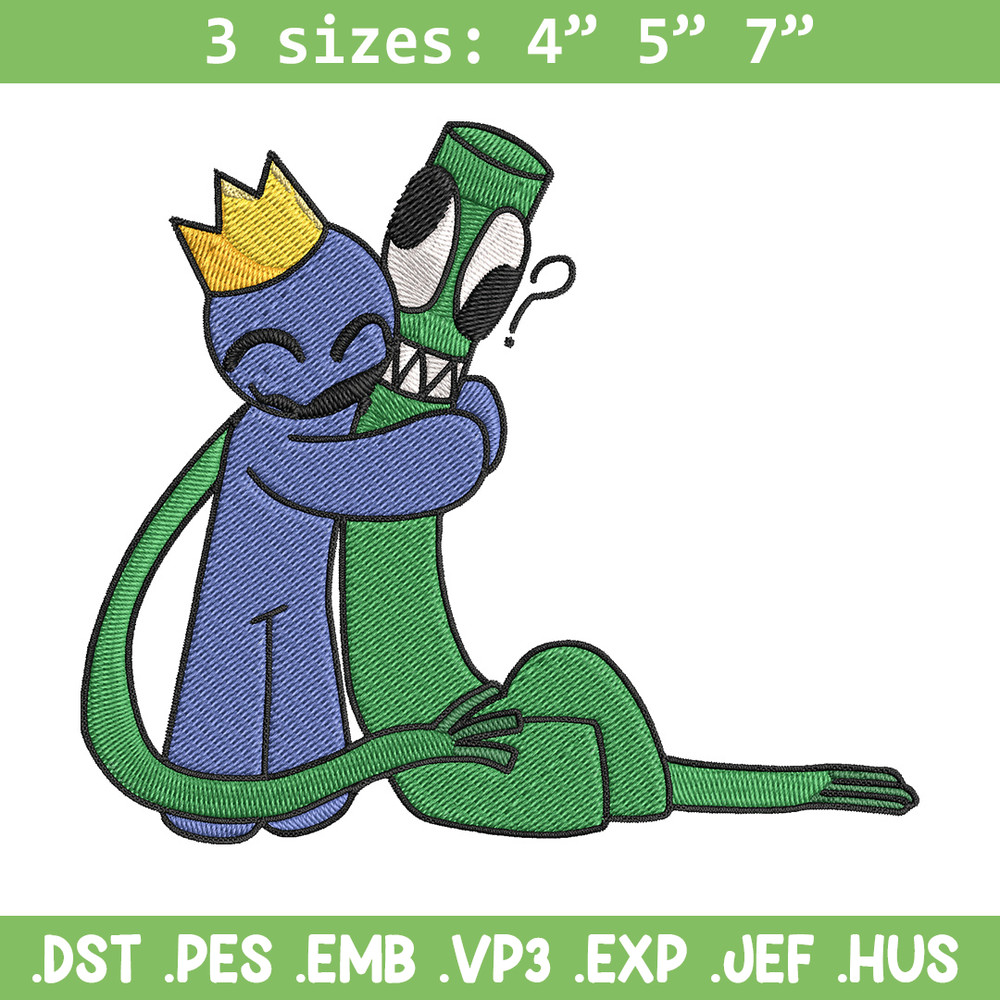 Green x blue Rainbow Embroidery Design, Rainbow Friends Embroidery, Embroidery File, Anime Embroidery, Digital download.jpg