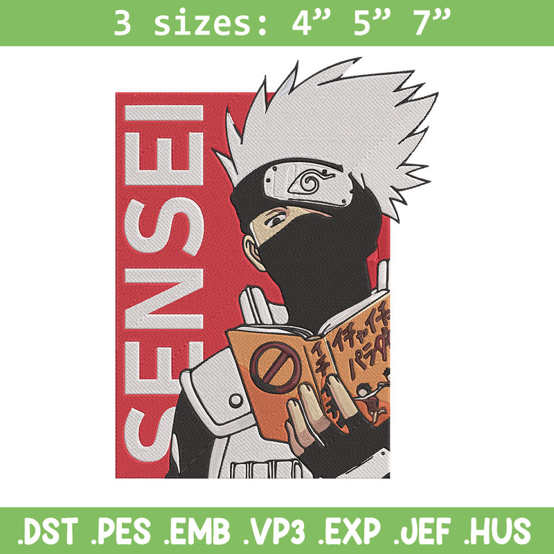 Kakashu sensei Embroidery Design, Naruto Embroidery, Embroidery File, Anime Embroidery, Anime shirt, Digital download.jpg