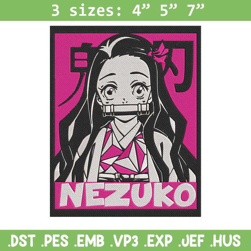 Kamado nezuko poster Embroidery Design, Demon slayer Embroidery, Embroidery File, Anime Embroidery, Digital download..jpg