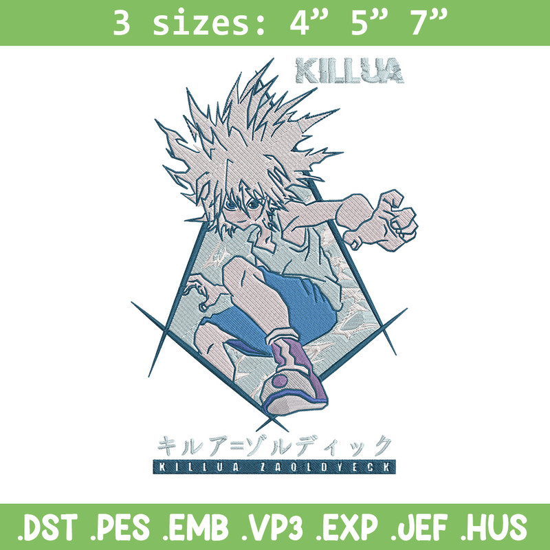 Killua Embroidery Design, Hunter x hunter Embroidery, Embroidery File, Anime Embroidery, Anime shirt, Digital download.jpg